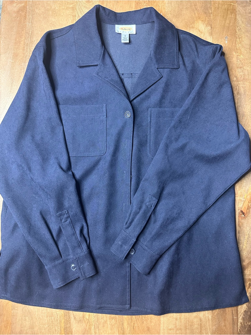 Talbots Navy Ribbed Knit Blazer